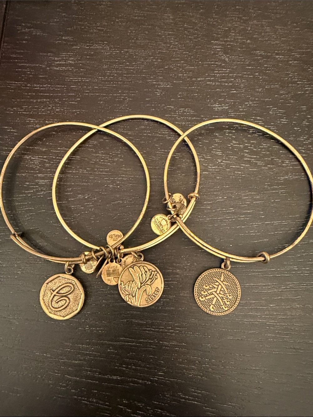 Gold Charm Bangles Set of Three